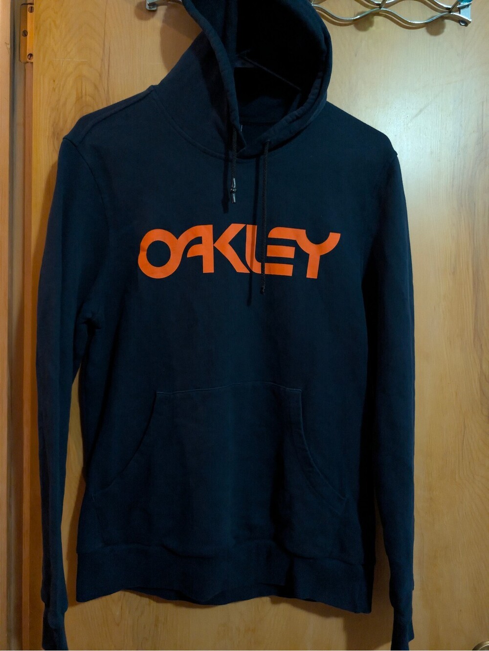 Oakley Custom Fit Blue Hoodie with Orange Logo, Size M